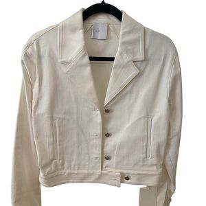 White Cotton cropped Jacket
